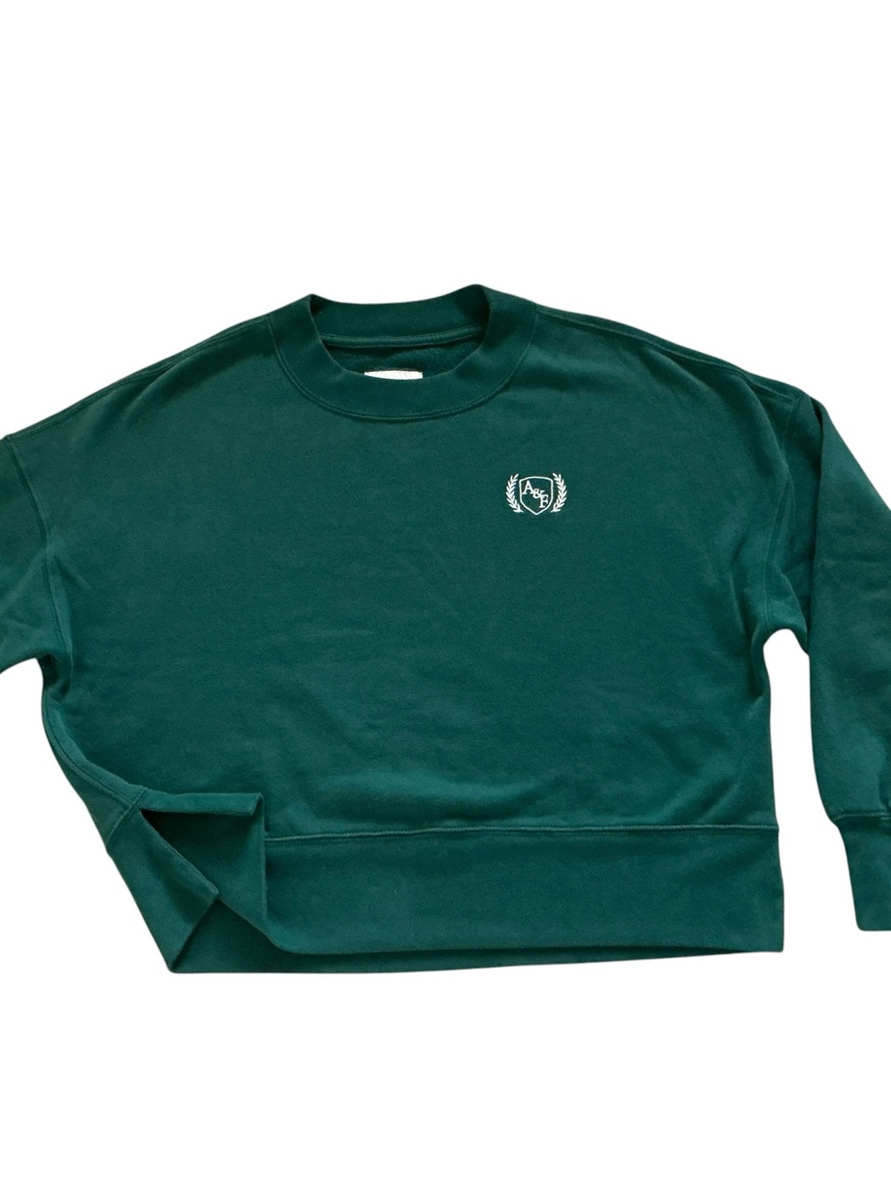 Abercrombie women’s green shield logo pullover sweatshirt 90s prep collegiate